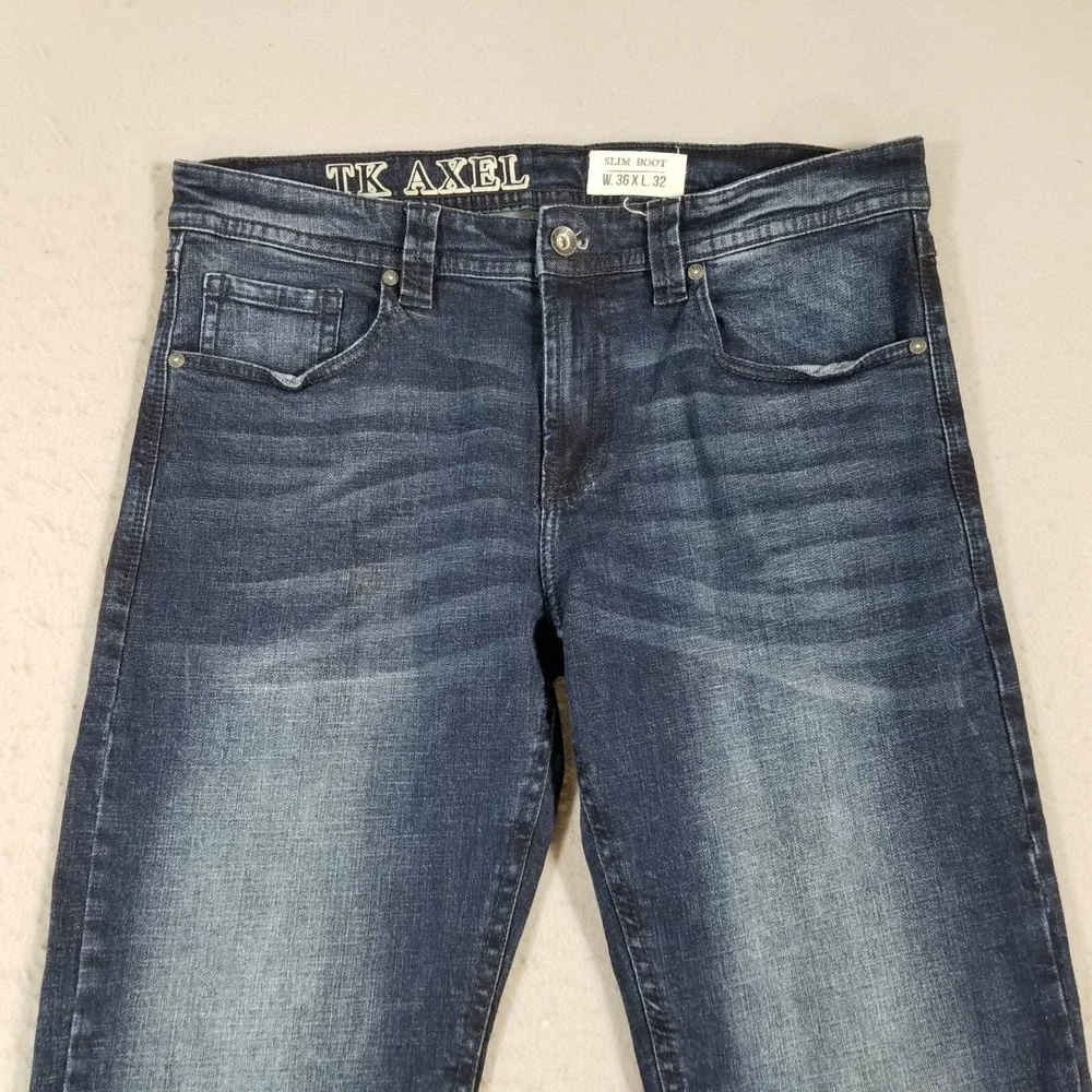 TK Axel jeans men's 36x32 Slim bootcut blue stretch denim pants retro Y2K